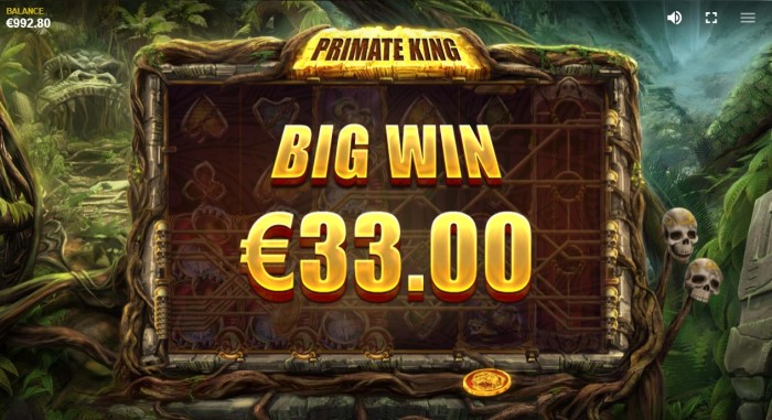 Detailed jungle environment in Primate King slot
