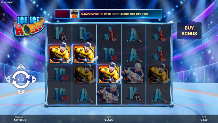Ice Ice Hockey slot game interface showing hockey-themed symbols and vibrant design